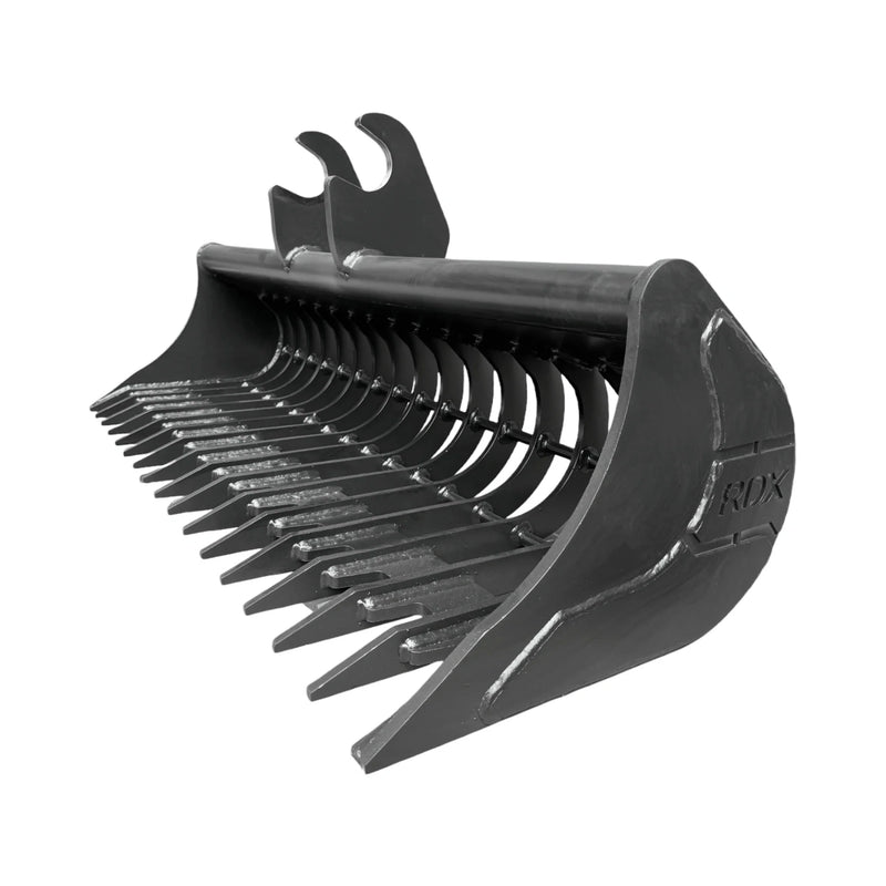 Hitachi ZX55UR Quick Attach Rake Riddle Bucket 60 inch attachment for excavator